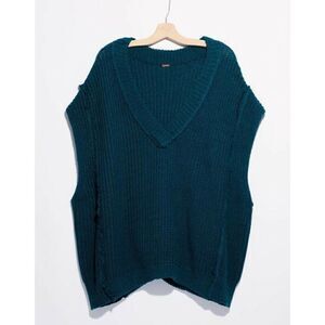 NWT FREE PEOPLE Sz S CLYDE SLEEVLESS SWEATER VEST TUNIC IN MERMAID TAIL